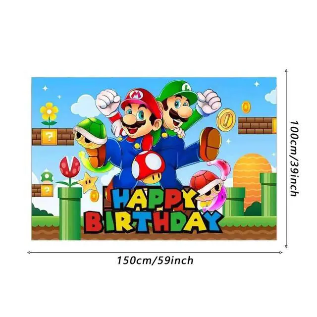 Alt view image 2 of 5 - Mario Birthday Party Decorations,Happy Birthday Banner Backdrop for Birthday Party Supplies