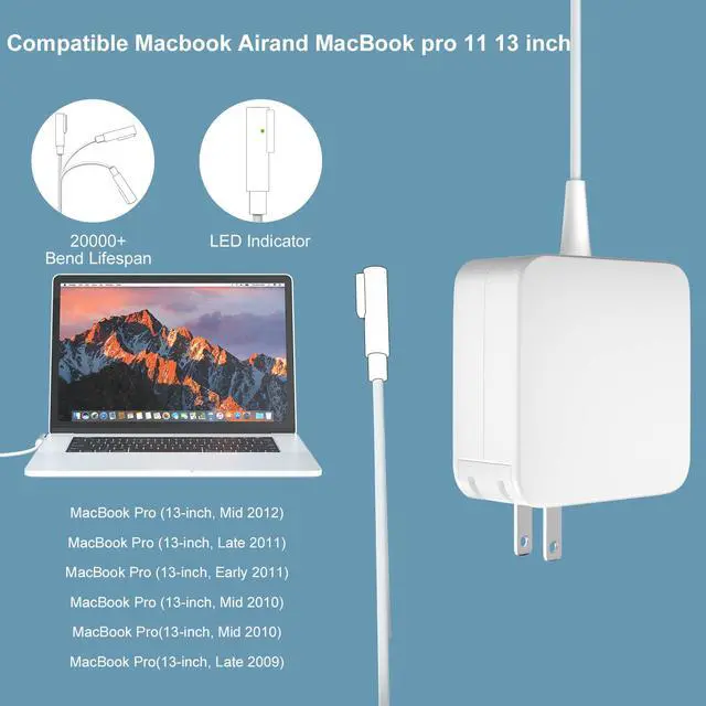 Alt view image 3 of 7 - 60W L-Tip Charger Compatible with Mac Book Pro 13" Before Mid 2012 | MagSafe 1 Charger Power Adapter for old Ma Book Pro 13" A1278 A1181 A1342 A1370 A1369 Before Mid 2012 Models