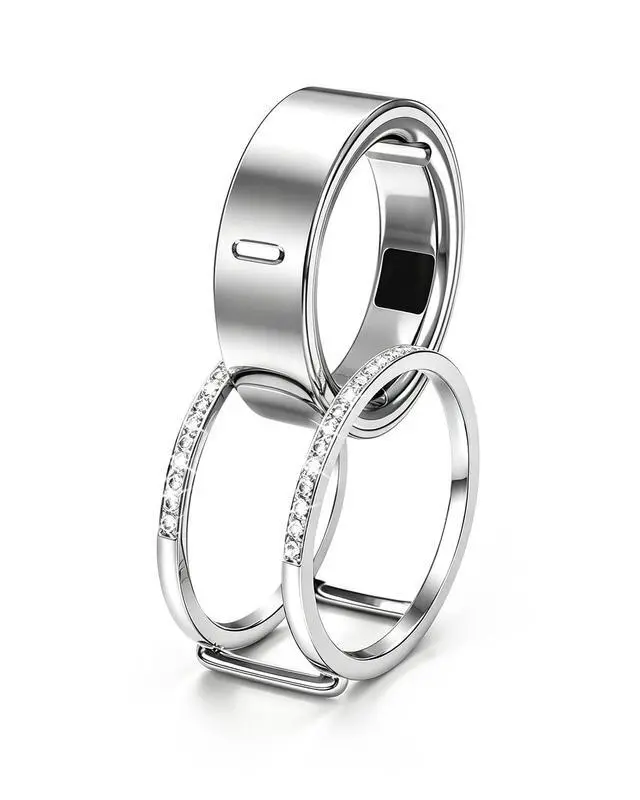 Alt view image 3 of 7 - 14K Gold Plated Smart Ring Jacket Compatible with Oura Ring Gen 4/Gen 3 | CZ Simulated Diamond Stacking Ring, Decorative Oura Ring Cover for Women