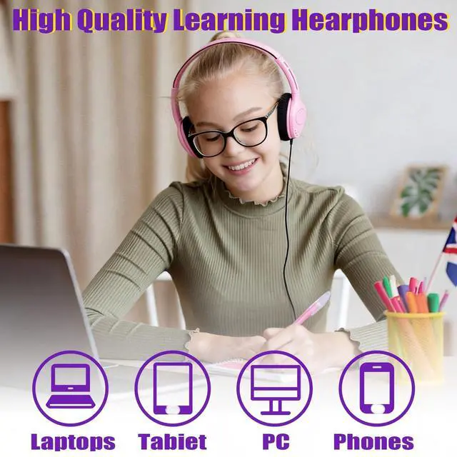 Alt view image 4 of 7 - 10 Pack Over Ear Wired Headphones Bulk for School Classroom Student, Adjustable Headband with 3.5mm Jack, Lightweight Design Earphones for Classroom Learning and Testing (Multicolor)