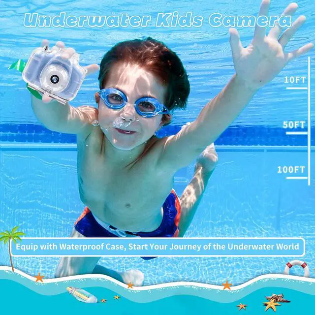 Alt view image 3 of 7 - Kids Waterproof Camera 12MP 1080P Digital Camera with 32GB Card & Case | Underwater Diving Camera for Boys Girls 3-12, Kids Video Camera Indoor Outdoor Action Cameras Best Christmas Birthday Gifts