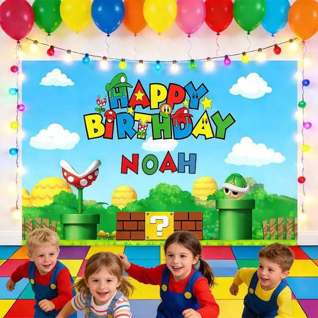 Alt view image 2 of 5 - Personalized Birthday Backdrop with Name Option-Custom DIY Alphabet Stickers for Birthday Party Decoration Wall Decor Backdrop(5.9x3.6ft)