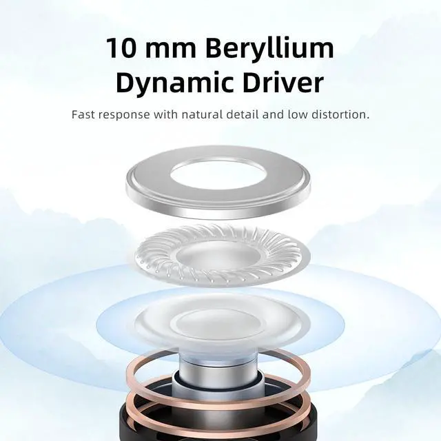 Alt view image 3 of 6 - Que Plated Beryllium Dynamic Diaphragm Wired Earbuds QUE | 10mm magnet dynamic driver, zinc alloy housing deliver pure, hi-fi sound quality