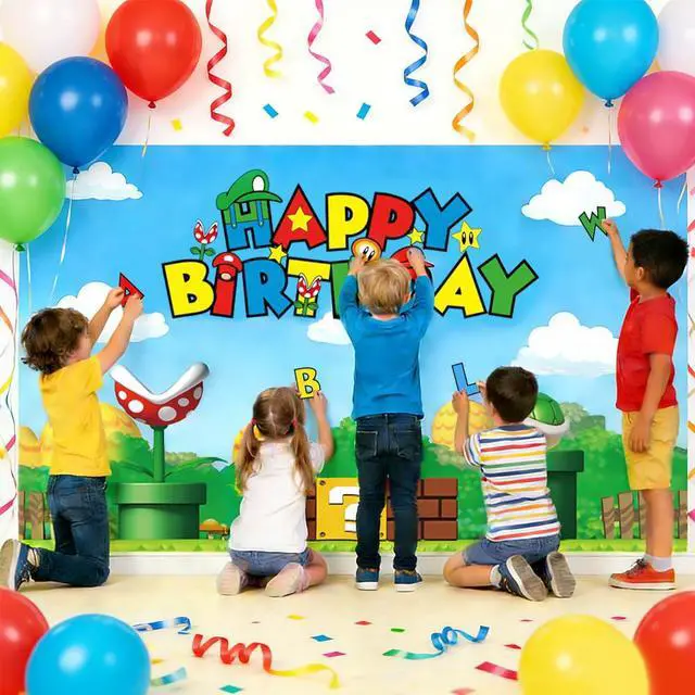 Alt view image 3 of 5 - Personalized Birthday Backdrop with Name Option-Custom DIY Alphabet Stickers for Birthday Party Decoration Wall Decor Backdrop(5.9x3.6ft)