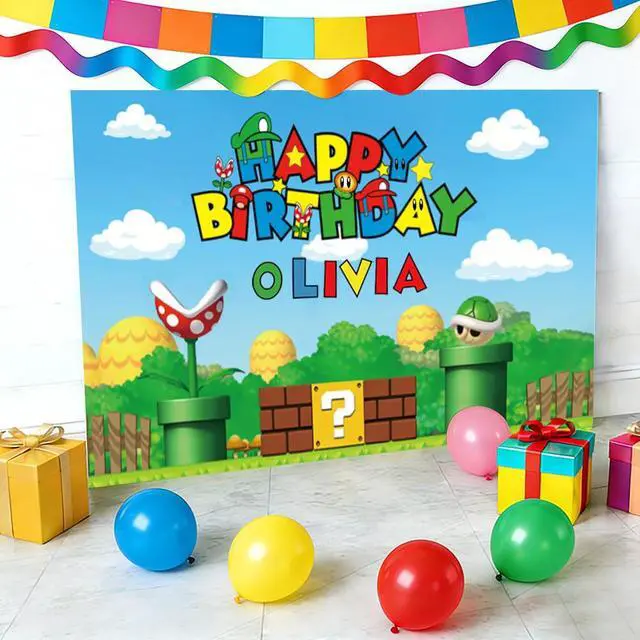 Alt view image 5 of 5 - Personalized Birthday Backdrop with Name Option-Custom DIY Alphabet Stickers for Birthday Party Decoration Wall Decor Backdrop(5.9x3.6ft)