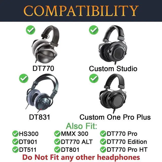 Alt view image 2 of 7 - Earpads for Beyerdynamic DT770/DT770 Pro - Silver | Also for DT511/DT801/DT831/DT901/HS300/MMX300/Custom One Pro Plus/Custom Studio Headphones