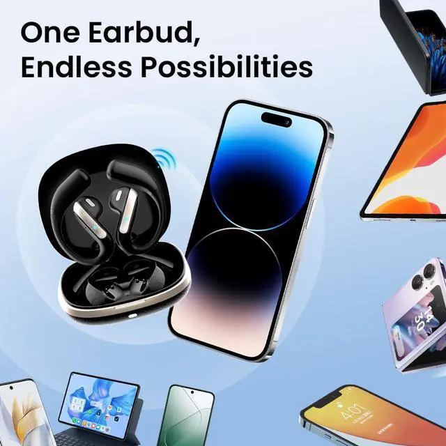 Alt view image 7 of 7 - Open Ear Bluetooth 5.3 Earbuds, Wireless Headphones Sport Over Earphones Built-in Mic with Ear Hooks, 58H Playtime Ear Buds Fast Charging, IPX7 Waterproof for Running/WorkoutPurple