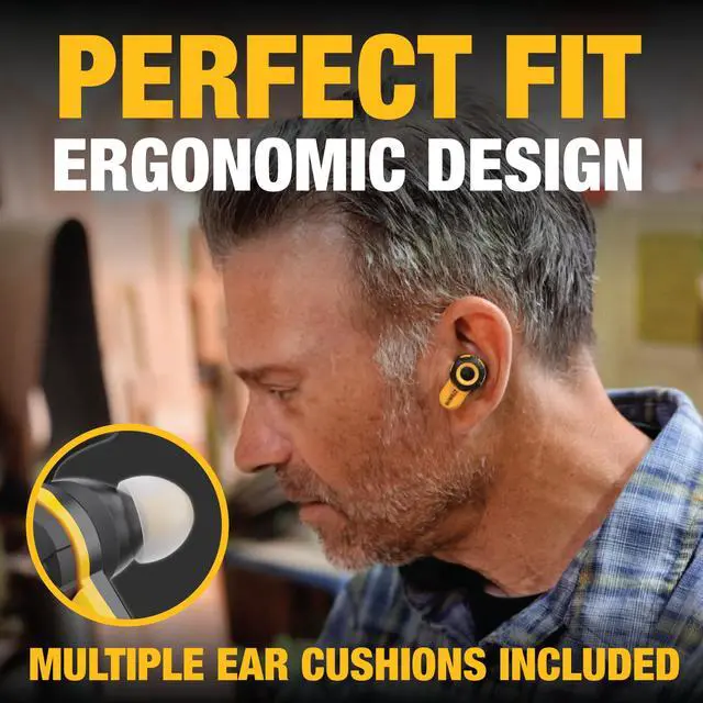 Alt view image 2 of 7 - Heavy Duty Bluetooth Jobsite Pro X2 ANC True Wireless Earbuds, Active Noise Cancelling Work Earbuds, Turn Dial Controls, 10Hr Runtime (40+ w/Case), 4 EQ Modes, IP54