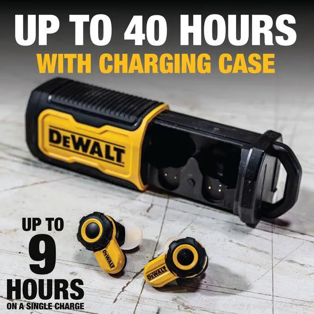 Alt view image 5 of 7 - Heavy Duty Bluetooth Jobsite Pro X2 ANC True Wireless Earbuds, Active Noise Cancelling Work Earbuds, Turn Dial Controls, 10Hr Runtime (40+ w/Case), 4 EQ Modes, IP54