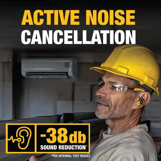 Alt view image 6 of 7 - Heavy Duty Bluetooth Jobsite Pro X2 ANC True Wireless Earbuds, Active Noise Cancelling Work Earbuds, Turn Dial Controls, 10Hr Runtime (40+ w/Case), 4 EQ Modes, IP54