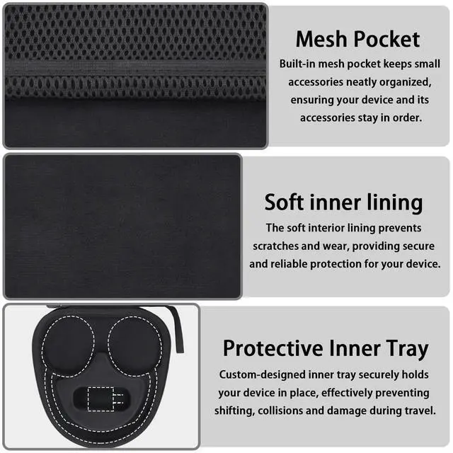 Alt view image 4 of 7 - Hard Case for Sony WH-CH720N/CH520/1000XM6/1000XM5, Black | Features a Mesh Pocket for Accessories. Hand Strap for Easy Carrying. Hard EVA Shell with Soft Velvet Lining. Case Only