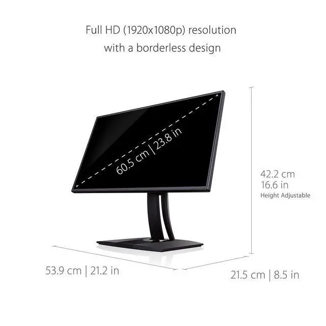 Alt view image 5 of 7 - VP2468A 24 Inch 1080p ColorPro Monitor, IPS Display with 100% sRGB and Pantone Validated for Professional Photo Editing, Advanced Ergonomics, 65W USB-C, RJ45, HDMI, and DisplayPort
