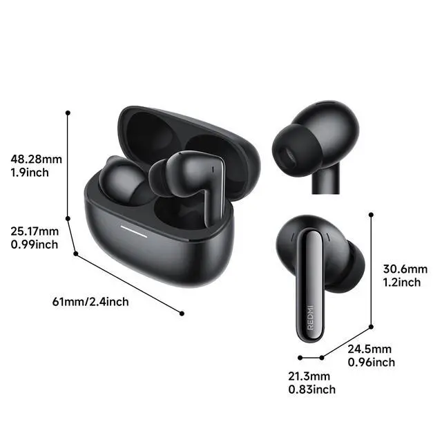 Alt view image 4 of 7 - REDMI Buds 8 Pro Wireless Earbuds, 55dB Adaptive Noise Canceling Bluetooth 5.4, 33H Playtime, Hi-Res Audio, Coaxial Triple-Driver, IP54, USB-C Fast Charge, for iPhone Android, Black