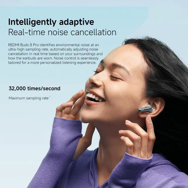 Alt view image 5 of 7 - REDMI Buds 8 Pro Wireless Earbuds, 55dB Adaptive Noise Canceling Bluetooth 5.4, 33H Playtime, Hi-Res Audio, Coaxial Triple-Driver, IP54, USB-C Fast Charge, for iPhone Android, Black