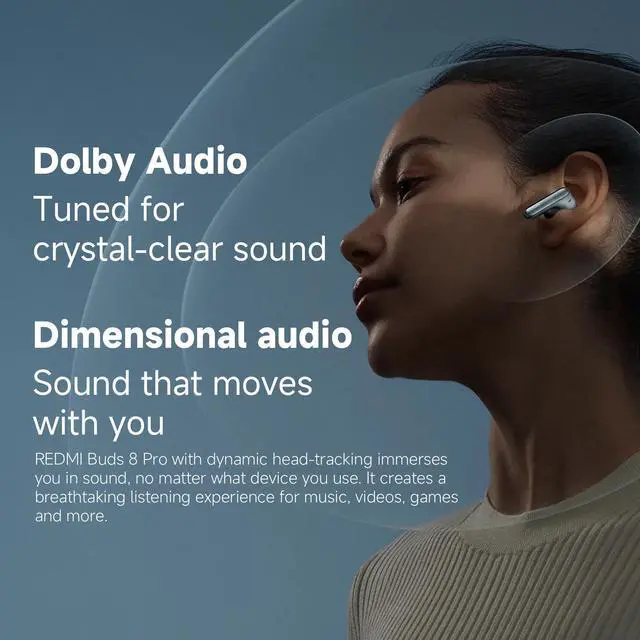 Alt view image 6 of 7 - REDMI Buds 8 Pro Wireless Earbuds, 55dB Adaptive Noise Canceling Bluetooth 5.4, 33H Playtime, Hi-Res Audio, Coaxial Triple-Driver, IP54, USB-C Fast Charge, for iPhone Android, Black