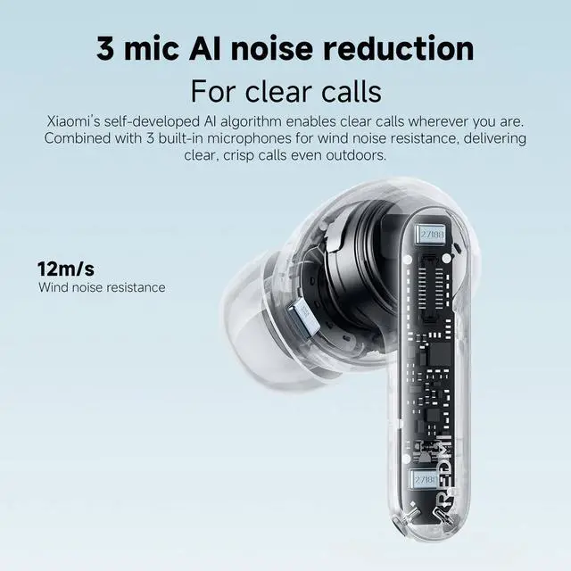 Alt view image 7 of 7 - REDMI Buds 8 Pro Wireless Earbuds, 55dB Adaptive Noise Canceling Bluetooth 5.4, 33H Playtime, Hi-Res Audio, Coaxial Triple-Driver, IP54, USB-C Fast Charge, for iPhone Android, Black