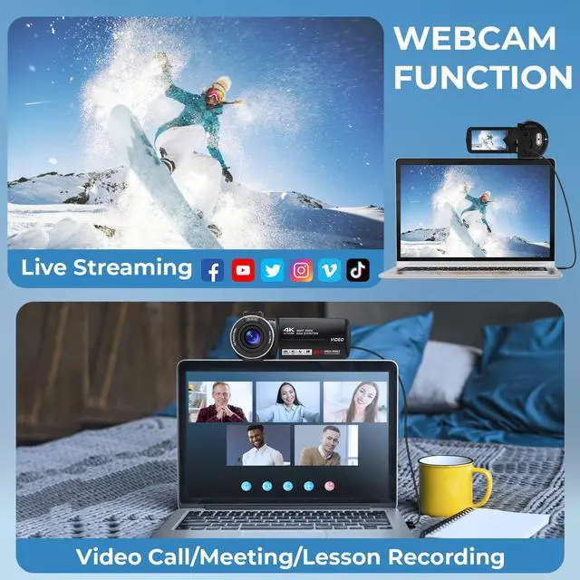 Alt view image 5 of 7 - 4K Ultra 80MP Camcorder Video Camera Vlogging for YouTube Webcam | 18X Digital Zoom,IR Night Vision,3.0" IPS Screen,Video Recorder with 32GB SD Card,2 Batteries,Microphone and Remote Control