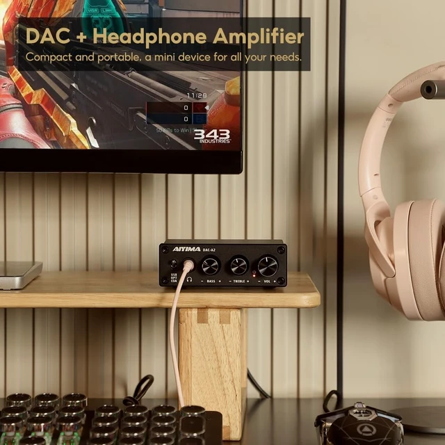 Alt view image 5 of 7 - DAC-A2 Headphone Amplifier & Desktop DAC for PC, MAC and Gaming Plug & play 24Bit/192kHz DAC amp.Adds Bass/Treble control & RCA/3.5mm Outputs,USB/Optical/Coaxial Input