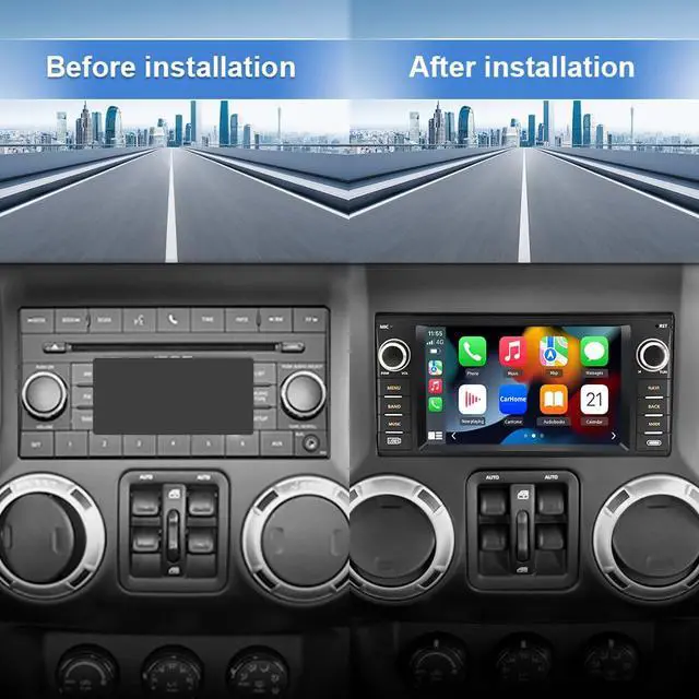Alt view image 2 of 7 - Car Radio Stereo for Jeep Wrangler JK 2007-2018,Android 13 Touch Screen Wireless CarPlay Android Auto Bluetooth GPS 2+32G Head Unit with FM DSP