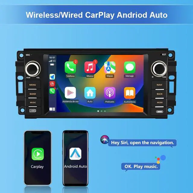 Alt view image 3 of 7 - Car Radio Stereo for Jeep Wrangler JK 2007-2018,Android 13 Touch Screen Wireless CarPlay Android Auto Bluetooth GPS 2+32G Head Unit with FM DSP
