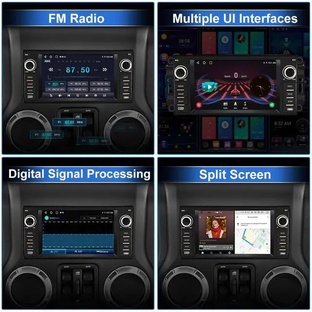 Alt view image 5 of 7 - Car Radio Stereo for Jeep Wrangler JK 2007-2018,Android 13 Touch Screen Wireless CarPlay Android Auto Bluetooth GPS 2+32G Head Unit with FM DSP