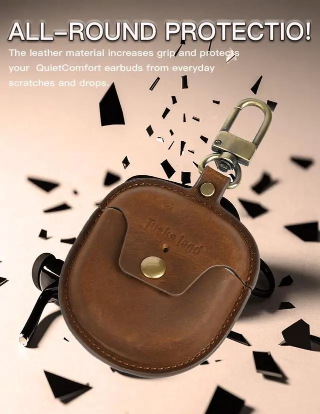 Alt view image 4 of 5 - Earbuds Case for Bose QuietComfort Ultra 1st/2nd & Earbuds II | Genuine leather case attaches to bags or belt loops for easy everyday carry during commutes, travel and daily outings