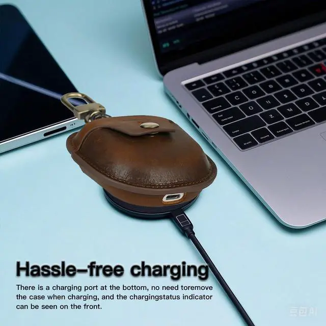 Alt view image 5 of 5 - Earbuds Case for Bose QuietComfort Ultra 1st/2nd & Earbuds II | Genuine leather case attaches to bags or belt loops for easy everyday carry during commutes, travel and daily outings