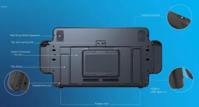 Alt view image 6 of 7 - Orion Portable Gaming Monitor 11.6" HD IPS Gaming Display & Dock with Stereo Speakers and Ergo Handles. Compatible with Nintendo Switch, HDMI Consoles, Xbox, PS5, Mobile Gaming Devices