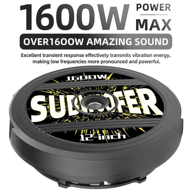 Alt view image 3 of 7 - 12" Active Spare Tire Subwoofer - 1600W Peak / 200W RMS, Plug & Play Car Subwoofer with Remote Control | Specifically Designed for Spare Tire Well | Deep Bass Car Amplifier Audio System