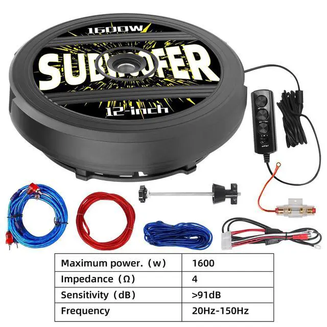 Alt view image 6 of 7 - 12" Active Spare Tire Subwoofer - 1600W Peak / 200W RMS, Plug & Play Car Subwoofer with Remote Control | Specifically Designed for Spare Tire Well | Deep Bass Car Amplifier Audio System