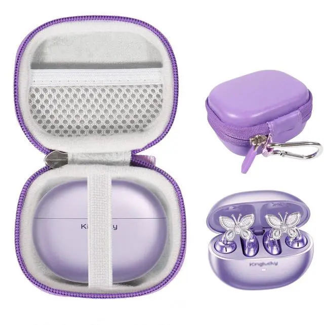 Main image of Case for King Lucky Jewelry-Inspired Clip-On Earbuds with Butterfly Earrings, Clip-on Earbuds Jewelry Wireless Bluetooth 5.4 Comfortable Open Ear Headphones (Light Purple)