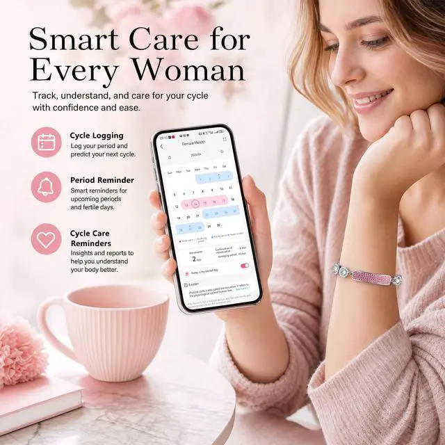 Alt view image 4 of 7 - Smart Bracelet for Women Jewelry Fitness & Activity Trackers with 24/7 Activity Heartbeat, Rhythm & Recovery, Adjustable Screenless Tracker for Women