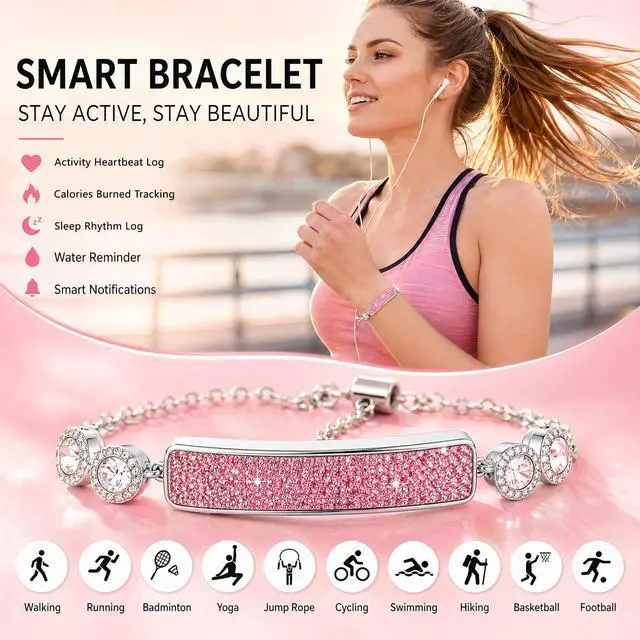 Alt view image 3 of 7 - Smart Bracelet for Women Jewelry Fitness & Activity Trackers with 24/7 Activity Heartbeat, Rhythm & Recovery, Adjustable Screenless Tracker for Women