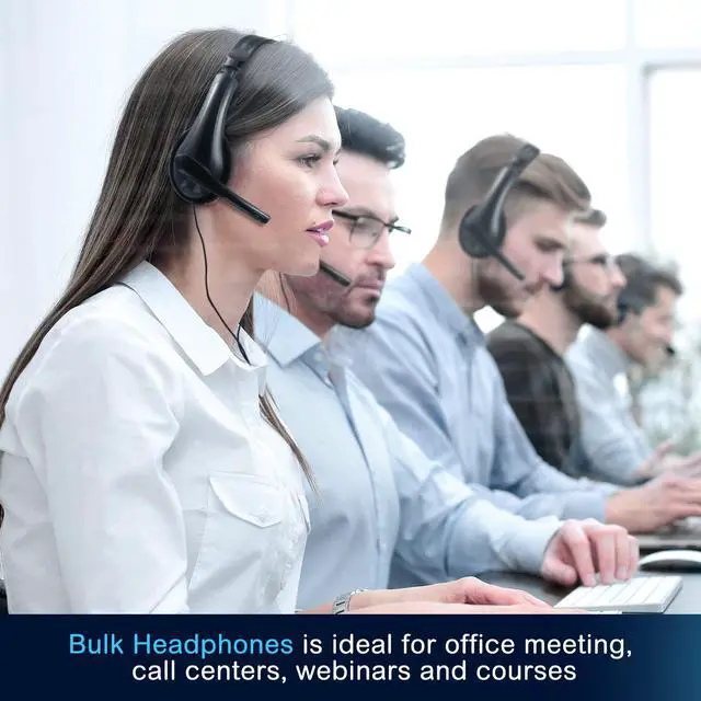Alt view image 6 of 6 - 30 Pack Bulk Classroom Headphones with Microphone Students Wired School Class Set Headphones for School Library Computer Office Adults 3.5 Jack Universal Plug (Black)