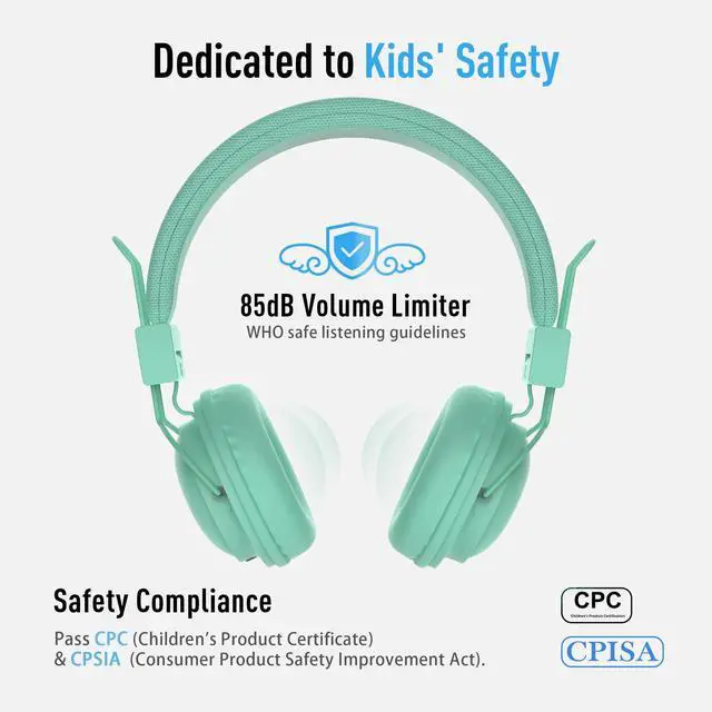 Alt view image 5 of 7 - Kids Headphones Wired Bulk 5-Pack for K-12 School Library Travel | HD Microphone, 85dB Volume Limit, SharePort, Stickers, 3.5mm Jack for Chromebook/Computer -Light Color