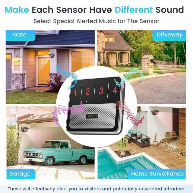 Alt view image 2 of 7 - Solar Driveway Alarm - 1/2 Mile Long Range Wireless Driveway Alarm | Weatherproof & rechargeable driveway sensor with 3 sensitivity levels, set different tones for driveway gate outdoor property