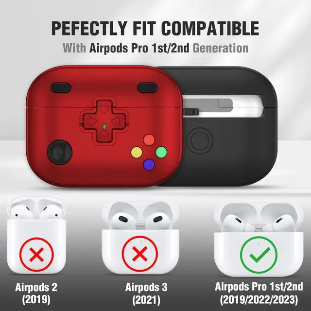 Alt view image 2 of 7 - Compatible Airpods Pro 2nd/1st Generation Case with Lock, Game Machine Design Airpods Pro 2 Case 2022 with Keychain for Men Women Soft Silicone Protective Cover for Airpods Pro 2nd/1st Gen