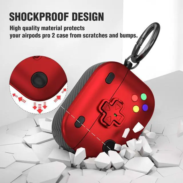 Alt view image 3 of 7 - Compatible Airpods Pro 2nd/1st Generation Case with Lock, Game Machine Design Airpods Pro 2 Case 2022 with Keychain for Men Women Soft Silicone Protective Cover for Airpods Pro 2nd/1st Gen