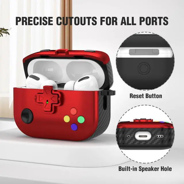 Alt view image 5 of 7 - Compatible Airpods Pro 2nd/1st Generation Case with Lock, Game Machine Design Airpods Pro 2 Case 2022 with Keychain for Men Women Soft Silicone Protective Cover for Airpods Pro 2nd/1st Gen