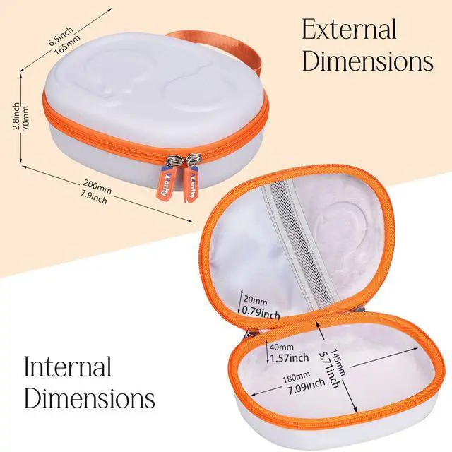Alt view image 3 of 7 - Headphone Case for JBL Junior 470NC/ JR 470 NC/JR 460 NC/Tune 670NC Kids Headphone (Box Only) (Grey-Orange)