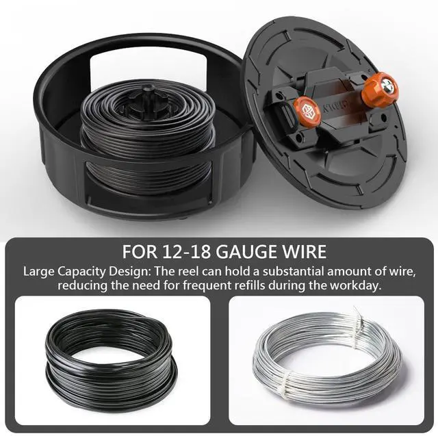 Alt view image 5 of 7 - Aluminum Tie Wire Reel for 12-18 Gauge Wire, Quick Lock | Dual-Sided Rewind Knob for Left- or Right-Handed Use; Smooth Wire Pullout and Retrieval for Jobsite Tying