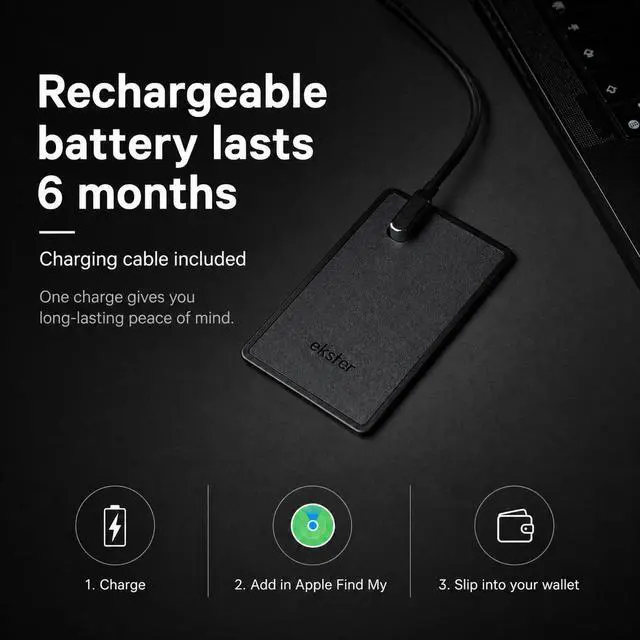 Alt view image 7 of 7 - Finder Card,Wallet Tracker Card,Rechargeable Bluetooth Tracking Card | Works with Apple Find My Wallet, Slim Wallet Locator - Credit Card-Sized Wallet Finder for Wallets, Bags & Gear