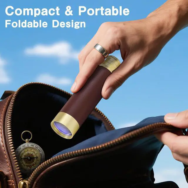 Alt view image 6 of 7 - Retro Pirate Telescope Zoomable 25x30 Spyglass Portable Collapsible Handheld Telescope Vintage Monocular for Kids & Survival Gear Compass Pocket Military Compass for Camping Boating