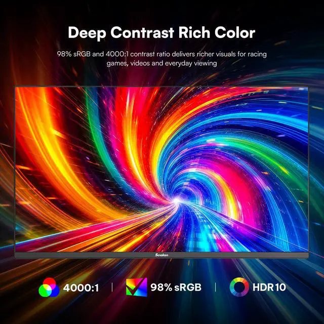 Alt view image 4 of 7 - 24 Inch 180Hz Gaming Monitor, FHD(1920 x1080) | VA Panel with HDR10, FreeSync, 98% sRGB, HDMI and DisplayPort, VESA Wall Mountable for PC, Laptop
