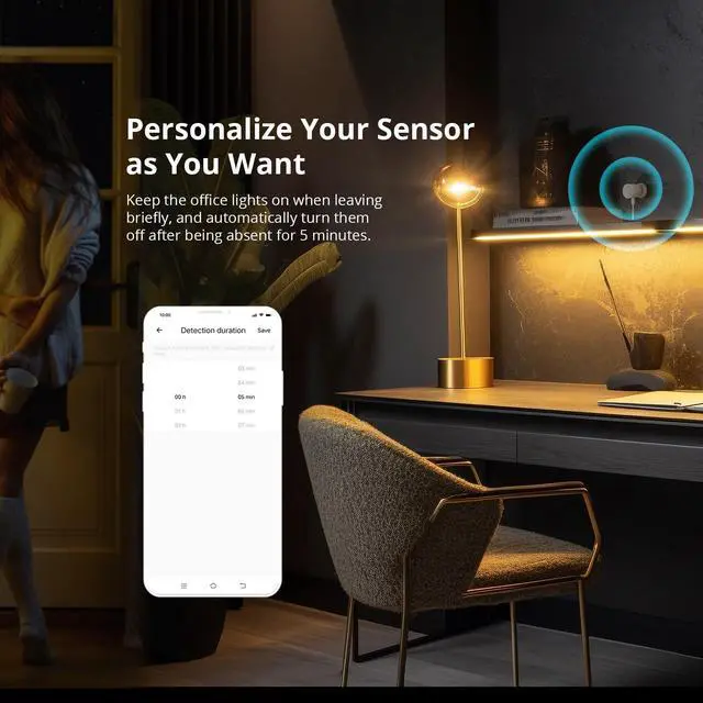 Alt view image 5 of 7 - Zigbee Human Presence Sensor, SNZB-06P Zigbee Smart Motion Detector with 5.8GHZ cmWave Radar, Requires ZigBee Bridge (1-Pack)