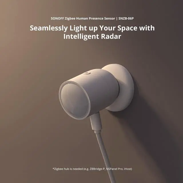 Alt view image 2 of 7 - Zigbee Human Presence Sensor, SNZB-06P Zigbee Smart Motion Detector with 5.8GHZ cmWave Radar, Requires ZigBee Bridge (1-Pack)