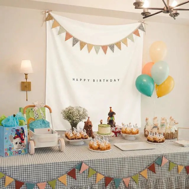 Alt view image 3 of 6 - Happy Birthday Door Banner Door Cover Backdrop Sign Birthday Wall Decor Background Party Supplies for Outdoor Indoor Porch Bday Party Photo Props (Boho,5 x 5 ft)
