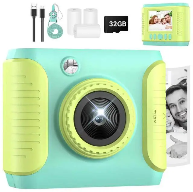 Main image of Instant Print Camera for Kids,2.4 Inch Screen Kids Instant Cameras, Christmas Birthday Gifts for Girls Age 3-12,Portable Toddler Toy for 3 4 5 6 7 8 9 10 11Year Old Girls Boys Green