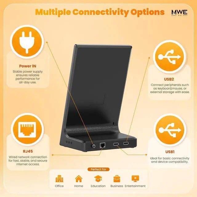 Alt view image 7 of 7 - 10.1 Inch Android Digital Signage Display, Tabletop Touchscreen Kiosk, Countertop Digital Menu Board with WiFi USB, Desktop Advertising Screen for Restaurants, Retail, Reception
