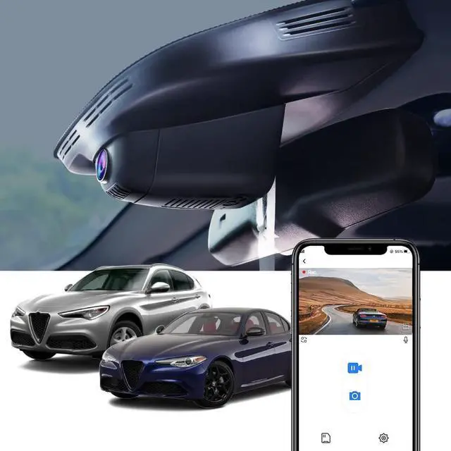 Main image of 4K Dash Cam Adapts for Alfa Romeo Giulia & Stelvio 2017-2024, Integrated OEM Look, UHD 2160P Video, Built-in WiFi & APP, Loop Recording, Parking Mode, Gravity Sensor, Easy to Set, 64GB Card